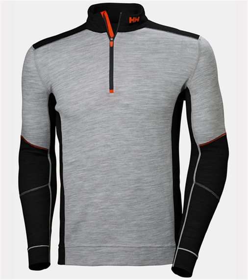 Helly Hansen Lifa Merino Langarmshirt mit halbem Reissverschluss, grey/black melange - Grösse S