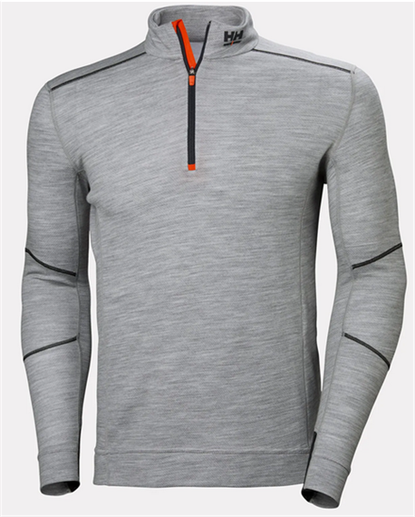 Helly Hansen Lifa Merino Langarmshirt mit halbem Reissverschluss, grey melange - Grösse XXL