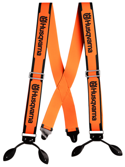 Husqvarna Hosenträger orange, mit Lederschlaufen, extra breit