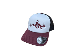 Mesh Cap Rapper, weiss/schwarz/burgund, mit Steinbock- Bergmotiv