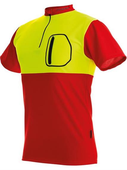 Pfanner ZIPP-NECK Shirt kurzarm neon/rot - Grösse 3XL Übergrösse