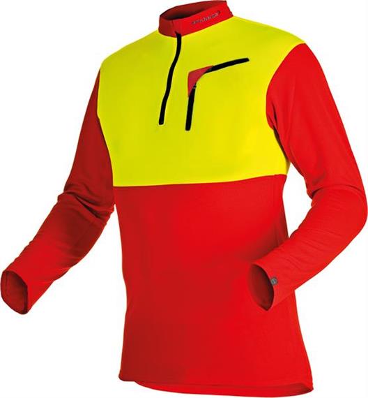 Pfanner ZIPP-NECK Shirt langarm gelb/rot - Grösse 3XL Übergrösse