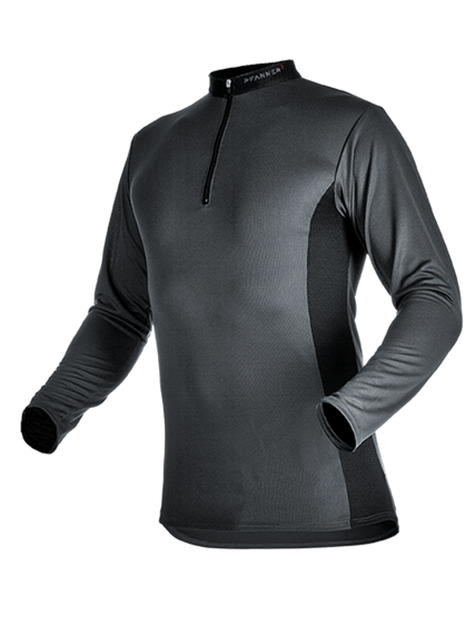 Pfanner ZIPP-NECK Shirt langarm grau - Grösse XS