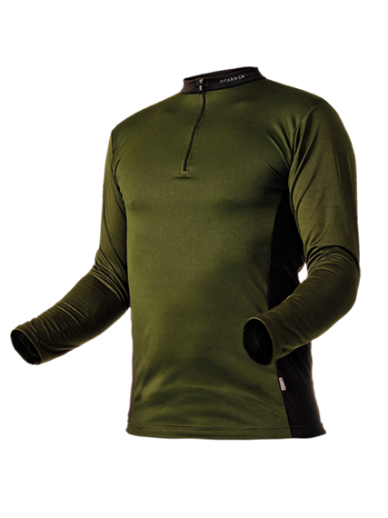 Pfanner ZIPP-NECK Shirt langarm waldgrün - Grösse 3XL Übergrösse