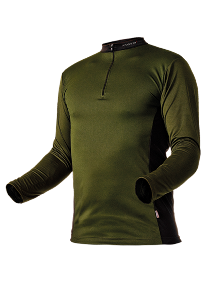 Pfanner ZIPP-NECK Shirt langarm waldgrün - Grösse S