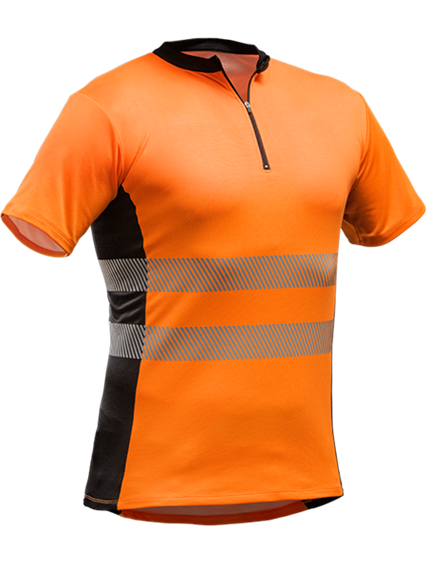 Tencel™-Poly Zipp-Neck Shirt, EN 20471 orange - Grösse L