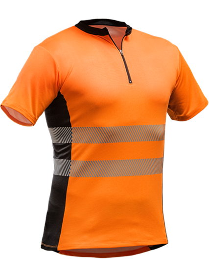 Tencel™-Poly Zipp-Neck Shirt, EN 20471 orange - Grösse XL